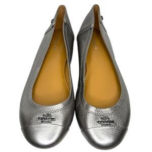 Coach metallic silver pebbled leather